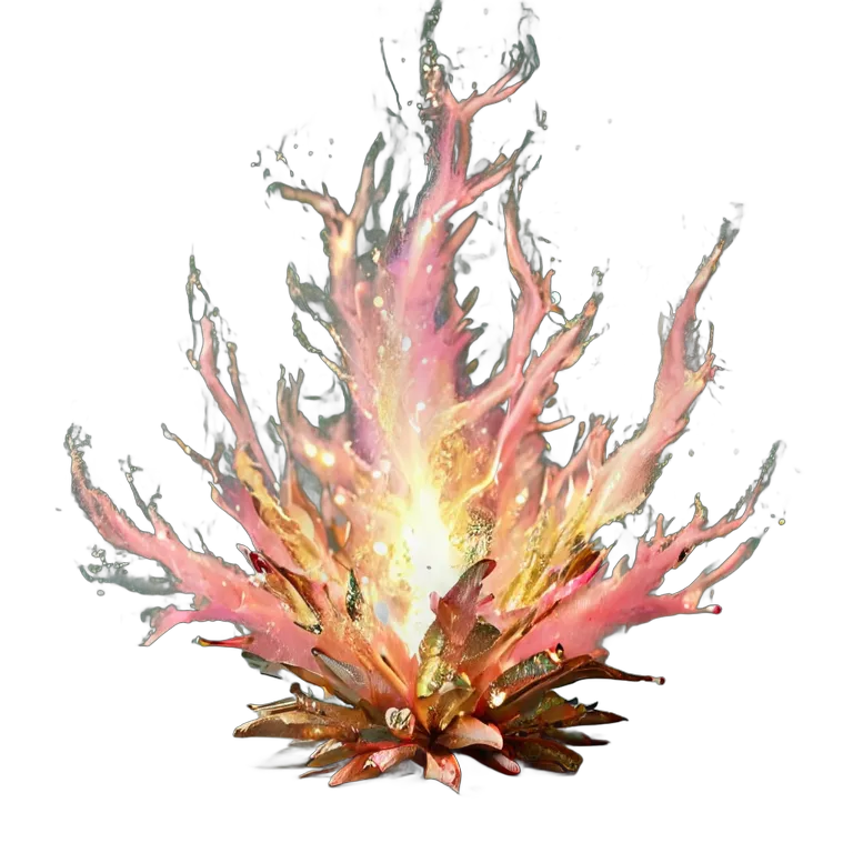 エフェクト 火 ピンクとゴールドのキラキラした妖精の火 透過 PNG 画像 フリー素材 #28223