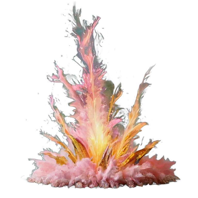 エフェクト 火 ピンクとゴールドのキラキラした妖精の火 透過 PNG 画像 フリー素材 #28224