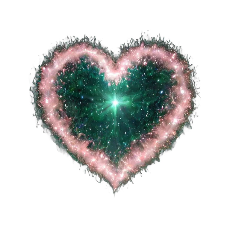 エフェクト 魔法 キラキラ光るハート型の星雲 透過 PNG 画像 フリー素材 #28703