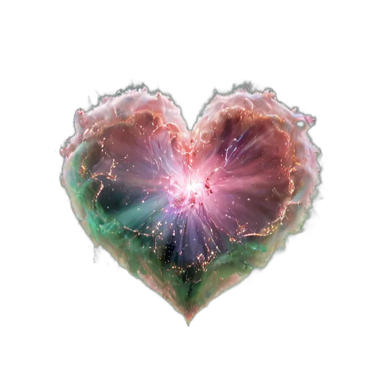 エフェクト 魔法 キラキラ光るハート型の星雲 透過 PNG 画像 フリー素材 #28704
