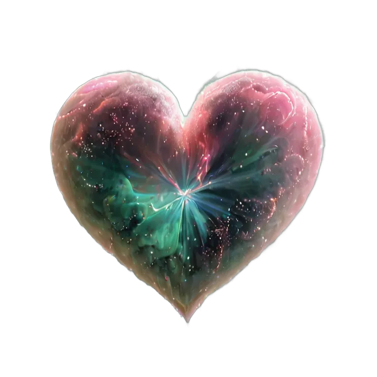 エフェクト 魔法 キラキラ光るハート型の星雲 透過 PNG 画像 フリー素材 #28705