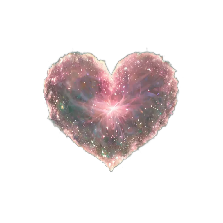 エフェクト 魔法 キラキラ光るハート型の星雲 透過 PNG 画像 フリー素材 #28707