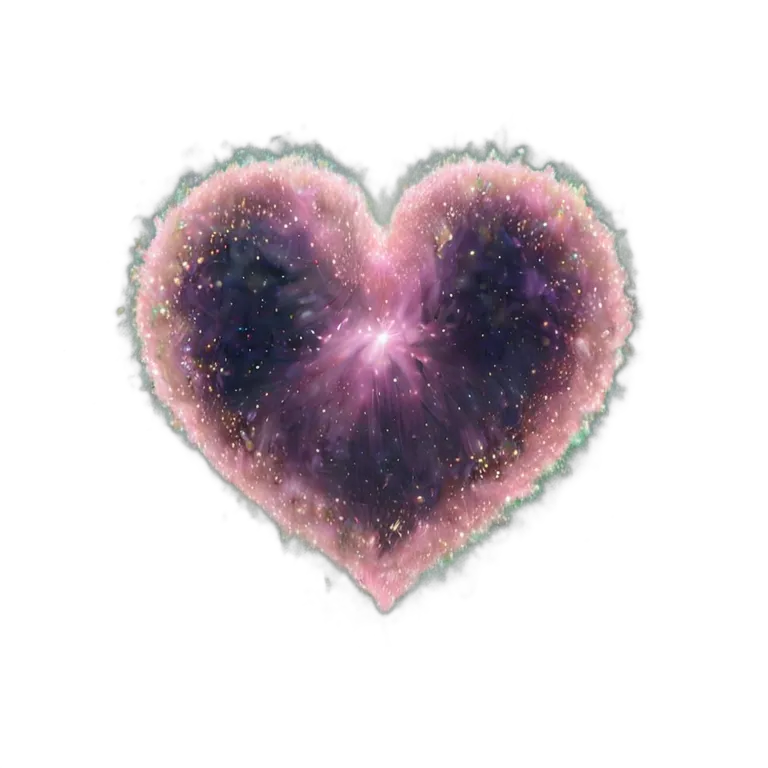エフェクト 魔法 キラキラ光るハート型の星雲 透過 PNG 画像 フリー素材 #28708