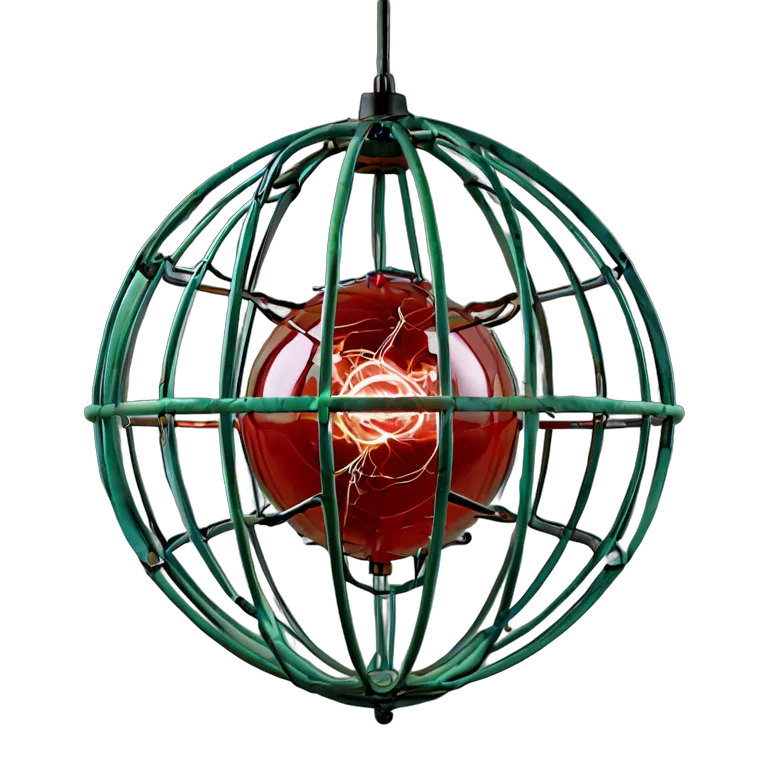 エフェクト 魔法 赤い電気の球形ケージ 透過 PNG 画像 フリー素材 #28671