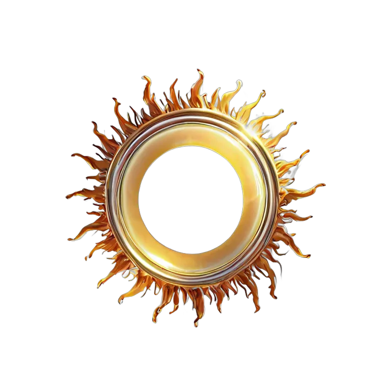 黄金の太陽の光輪 透過 PNG 画像 フリー素材 #39725