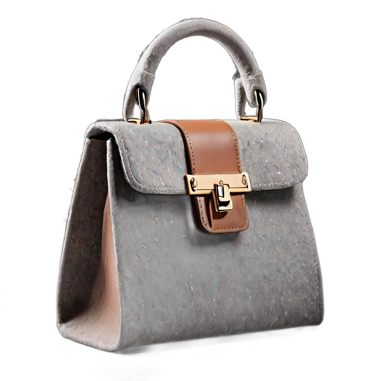 ファッション バッグ エレガントなライトグレーのフェルトハンドバッグ 透過 PNG 画像 フリー素材 #21846