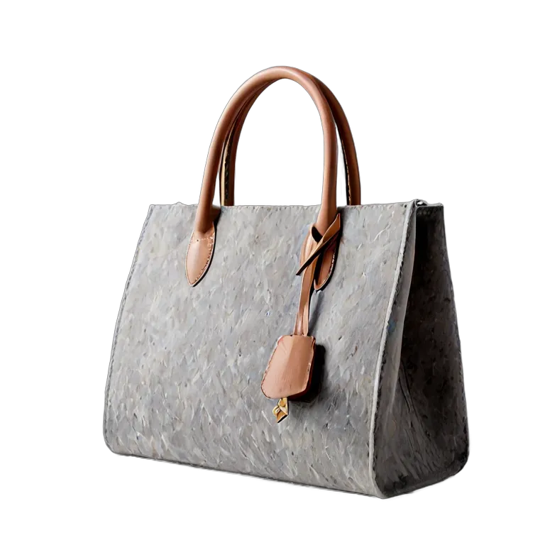 ファッション バッグ エレガントなライトグレーのフェルトハンドバッグ 透過 PNG 画像 フリー素材 #21849