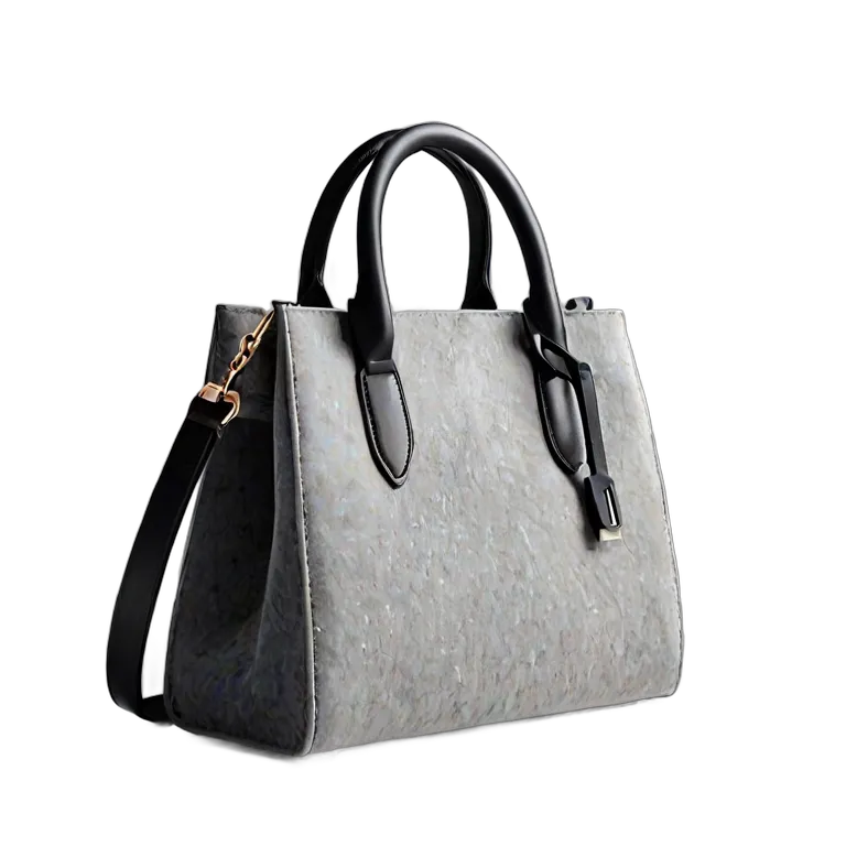 ファッション バッグ エレガントなライトグレーのフェルトハンドバッグ 透過 PNG 画像 フリー素材 #21851