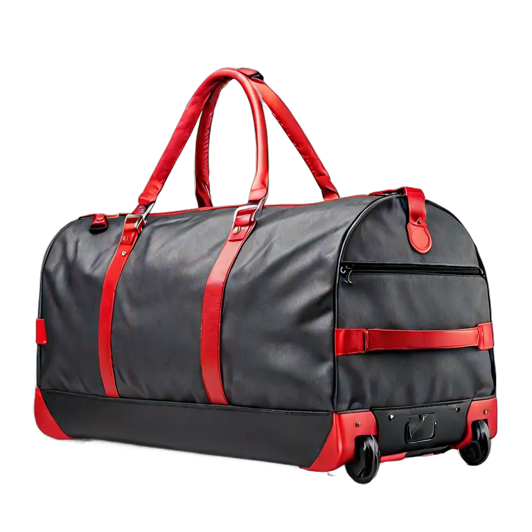 ファッション バッグ 赤とグレーの大型ローリングダッフルバッグ 透過 PNG 画像 フリー素材 #21782