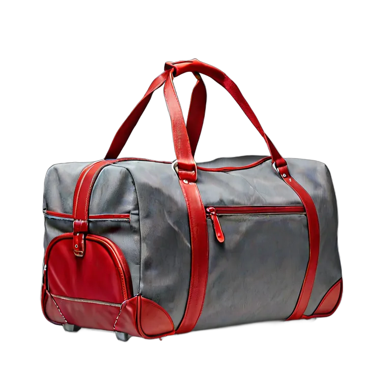 ファッション バッグ 赤とグレーの大型ローリングダッフルバッグ 透過 PNG 画像 フリー素材 #21783