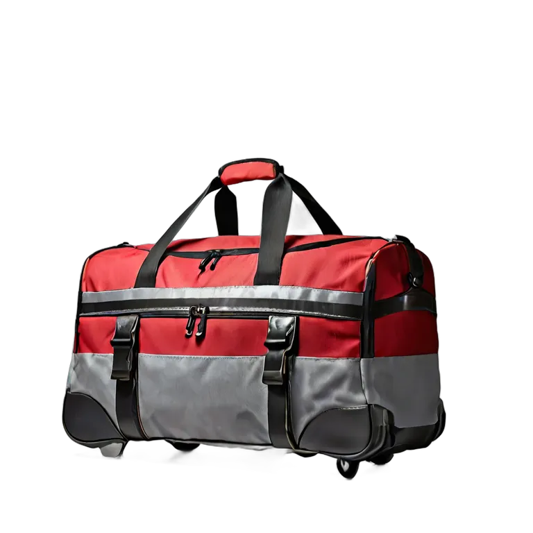 ファッション バッグ 赤とグレーの大型ローリングダッフルバッグ 透過 PNG 画像 フリー素材 #21784
