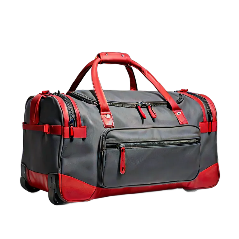 ファッション バッグ 赤とグレーの大型ローリングダッフルバッグ 透過 PNG 画像 フリー素材 #21785