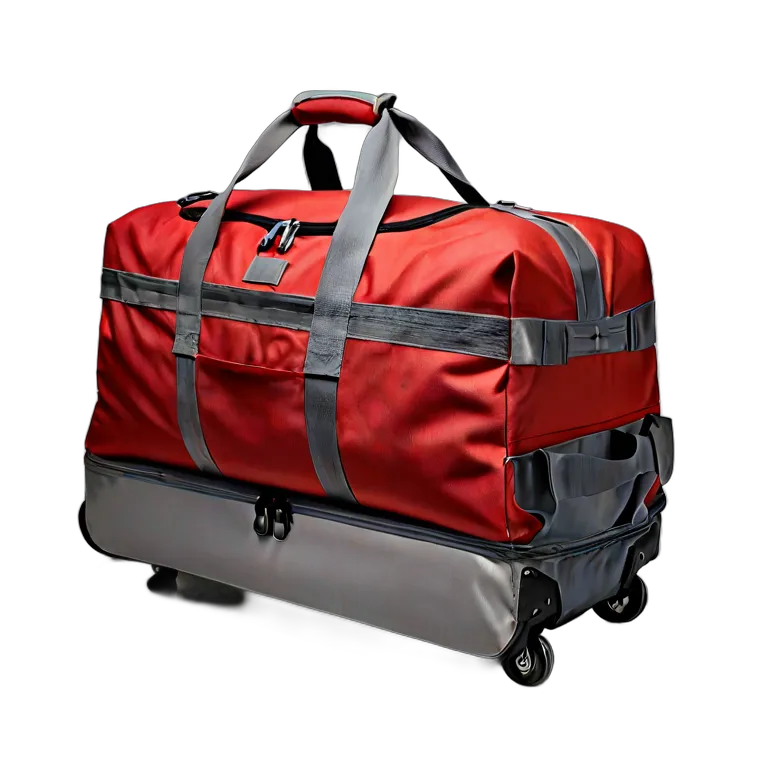 ファッション バッグ 赤とグレーの大型ローリングダッフルバッグ 透過 PNG 画像 フリー素材 #21786