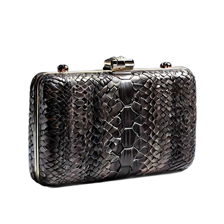 ファッション バッグ 高級パイソンレザークラッチバッグ（ナチュラルグレー） 透過 PNG 画像 フリー素材 #21790