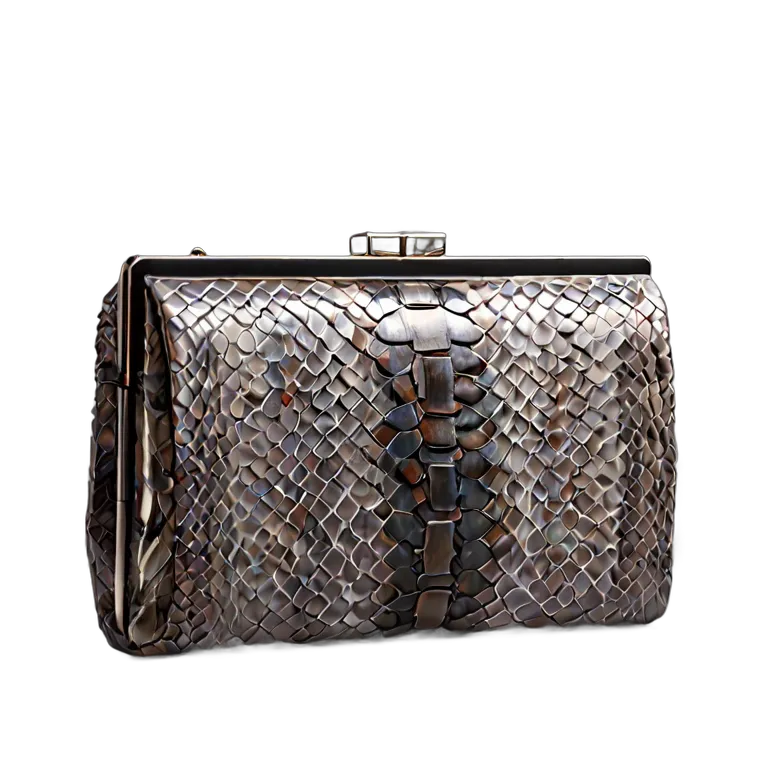 ファッション バッグ 高級パイソンレザークラッチバッグ（ナチュラルグレー） 透過 PNG 画像 フリー素材 #21791