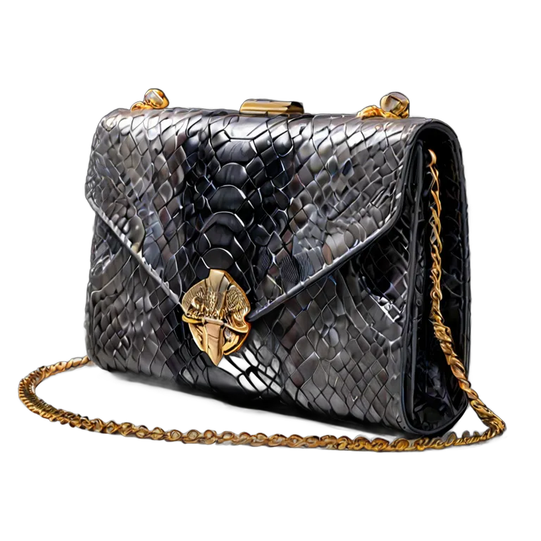 ファッション バッグ 高級パイソンレザークラッチバッグ（ナチュラルグレー） 透過 PNG 画像 フリー素材 #21793