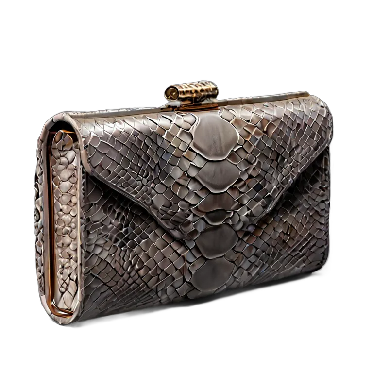 ファッション バッグ 高級パイソンレザークラッチバッグ（ナチュラルグレー） 透過 PNG 画像 フリー素材 #21794