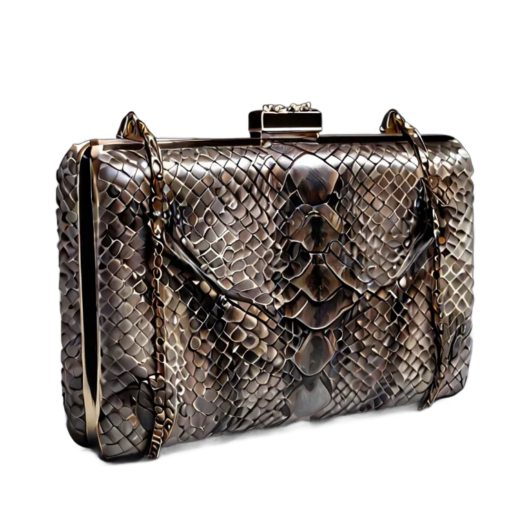 ファッション バッグ 高級パイソンレザークラッチバッグ（ナチュラルグレー） 透過 PNG 画像 フリー素材 #21795