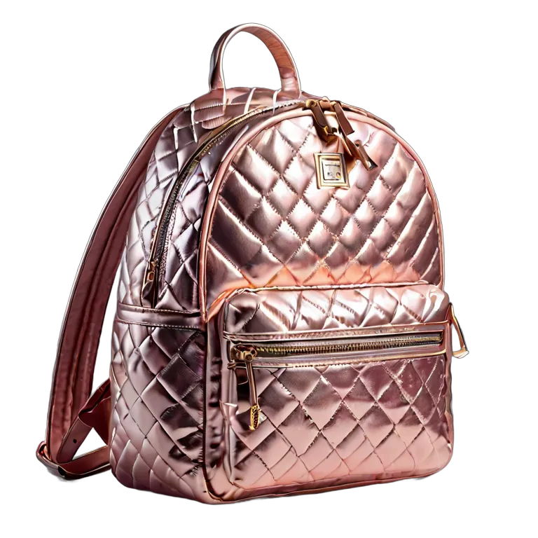 ファッション バッグ ピンクメタリックキルティングバックパック 透過 PNG 画像 フリー素材 #21821