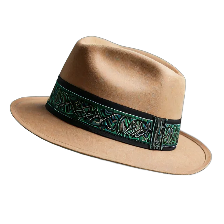 ファッション 帽子 模様付きバンド付きアラブモダンフェドーラ帽 透過 PNG 画像 フリー素材 #31351