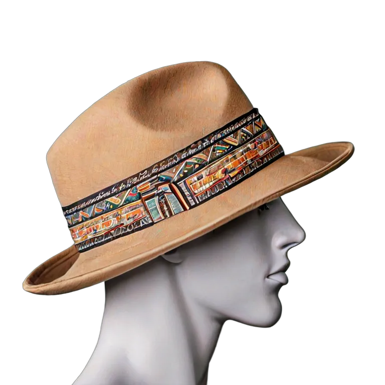 ファッション 帽子 模様付きバンド付きアラブモダンフェドーラ帽 透過 PNG 画像 フリー素材 #31352