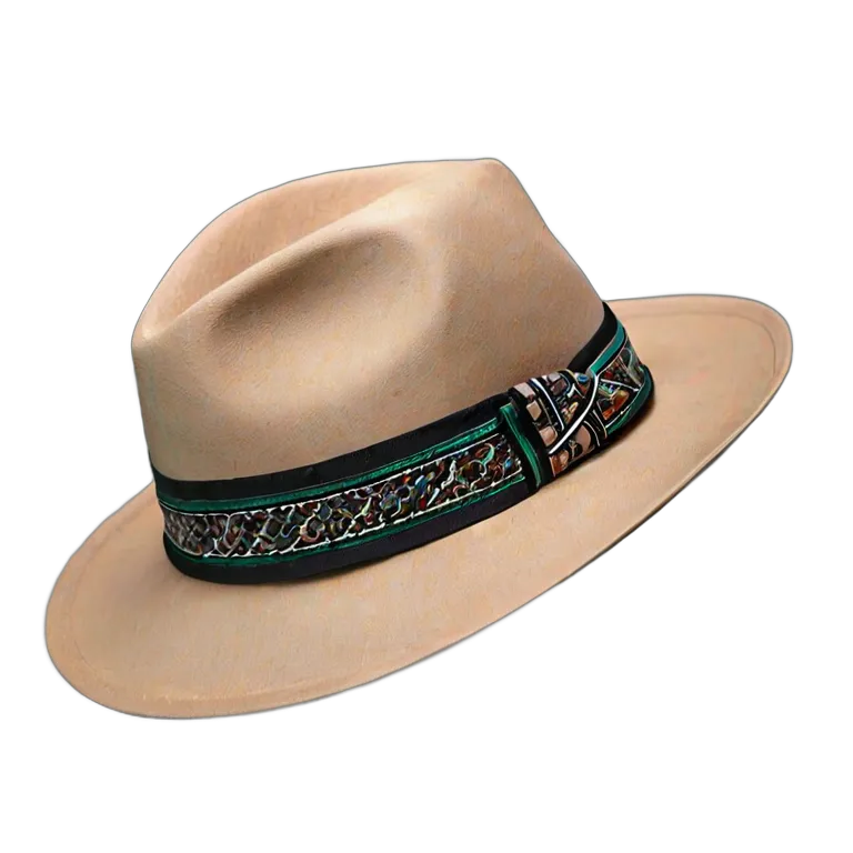 ファッション 帽子 模様付きバンド付きアラブモダンフェドーラ帽 透過 PNG 画像 フリー素材 #31353