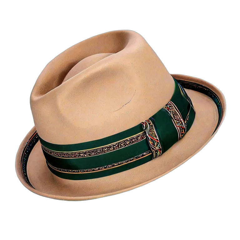 ファッション 帽子 模様付きバンド付きアラブモダンフェドーラ帽 透過 PNG 画像 フリー素材 #31356