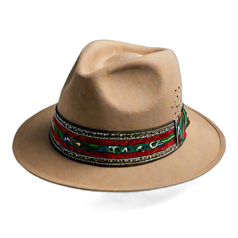 ファッション 帽子 模様付きバンド付きアラブモダンフェドーラ帽 透過 PNG 画像 フリー素材 #31357