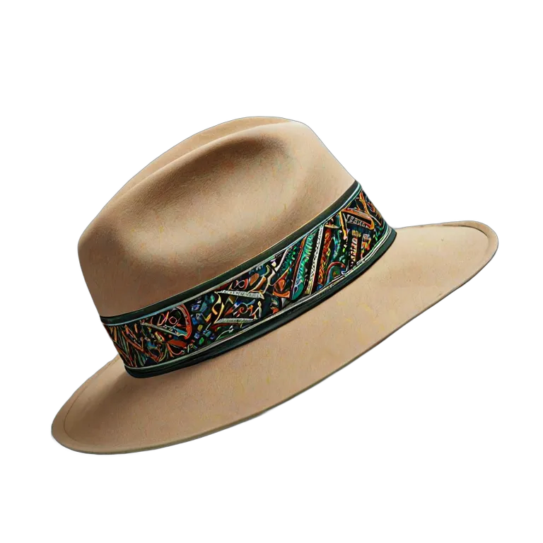 ファッション 帽子 模様付きバンド付きアラブモダンフェドーラ帽 透過 PNG 画像 フリー素材 #31358