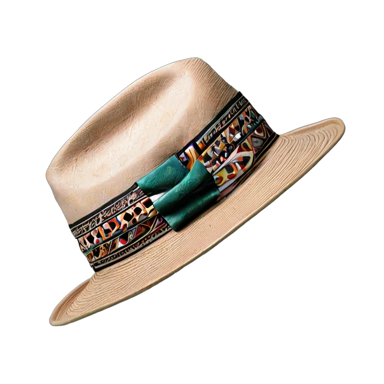 ファッション 帽子 模様付きバンド付きアラブモダンフェドーラ帽 透過 PNG 画像 フリー素材 #31360