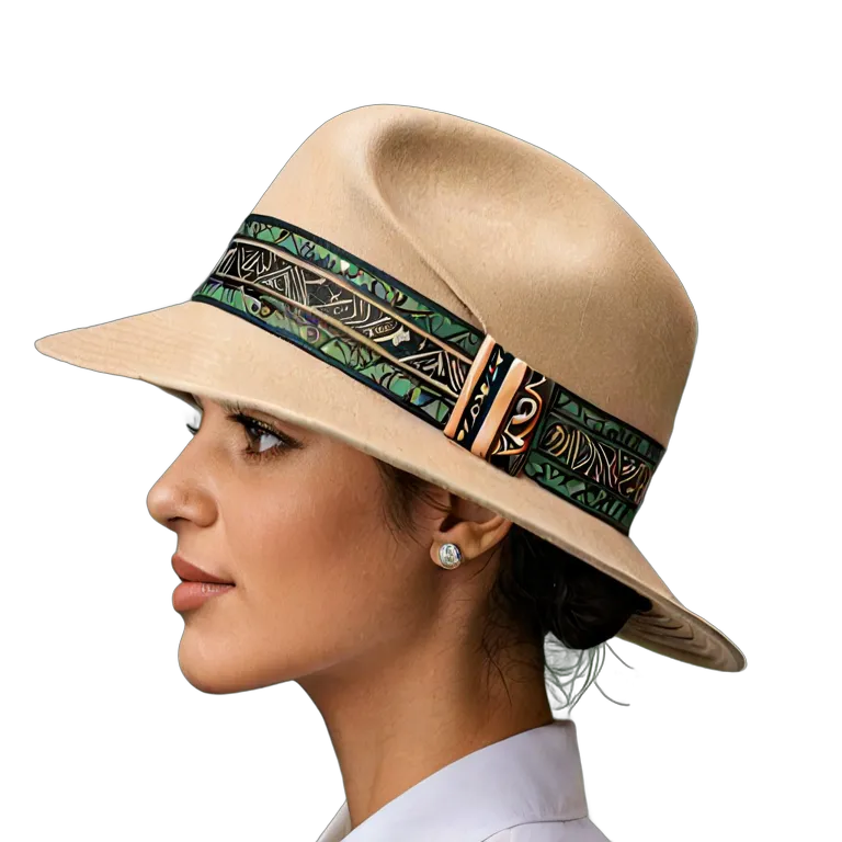 ファッション 帽子 模様付きバンド付きアラブモダンフェドーラ帽 透過 PNG 画像 フリー素材 #31361