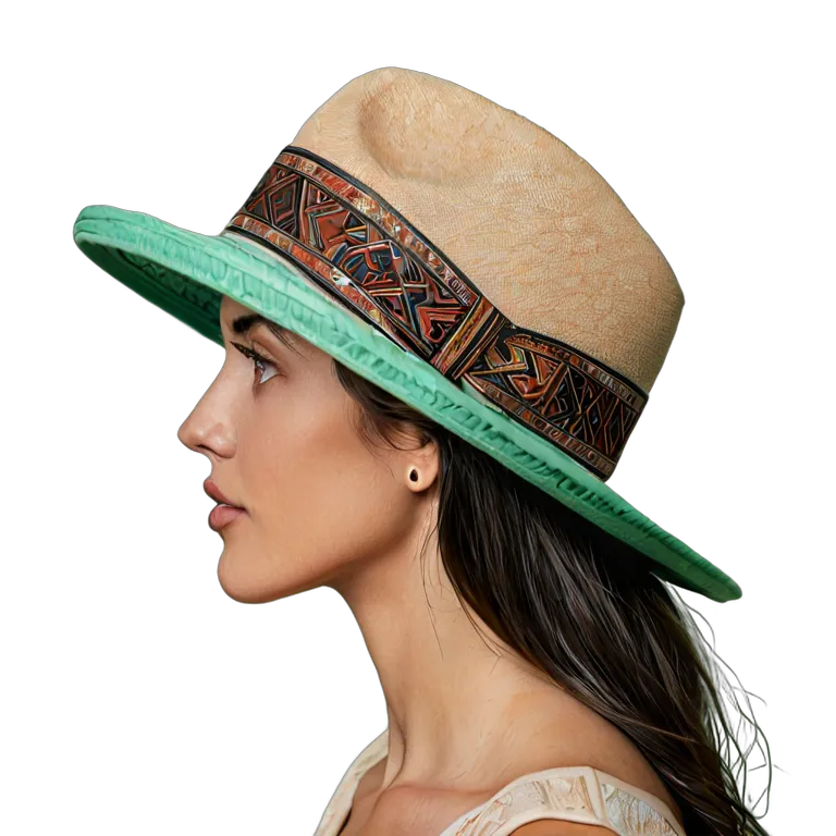 ファッション 帽子 模様付きバンド付きアラブモダンフェドーラ帽 透過 PNG 画像 フリー素材 #31364