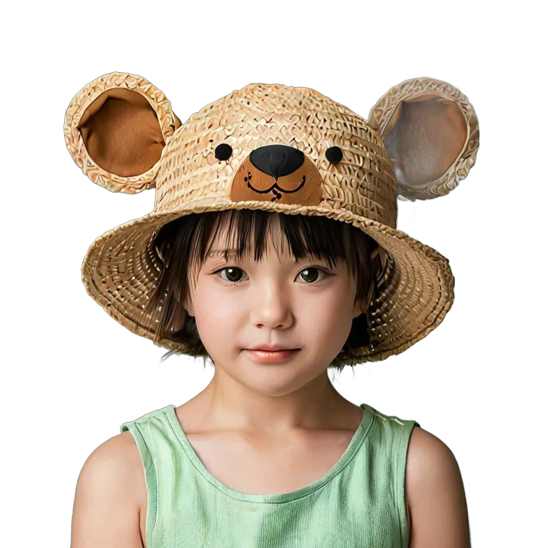 موضة القبعات قبعة شمسية يابانية من القش للأطفال صورة PNG شفافة مجانية #31338