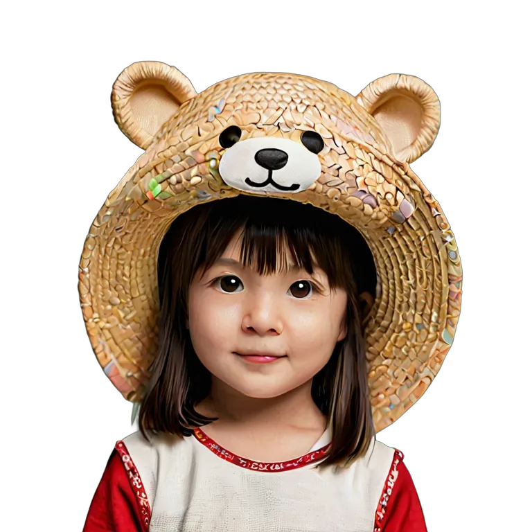 موضة القبعات قبعة شمسية يابانية من القش للأطفال صورة PNG شفافة مجانية #31349