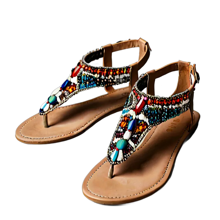 ファッション 靴 ボヘミアンビーズサンダル 透過 PNG 画像 フリー素材 #16441