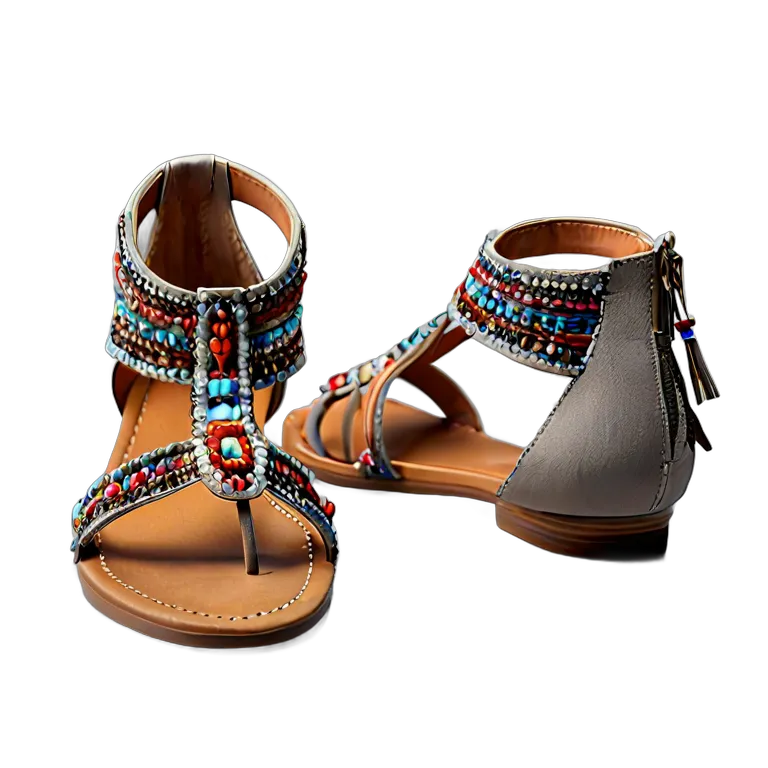 ファッション 靴 ボヘミアンビーズサンダル 透過 PNG 画像 フリー素材 #16442
