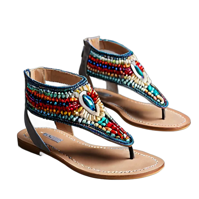 ファッション 靴 ボヘミアンビーズサンダル 透過 PNG 画像 フリー素材 #16443