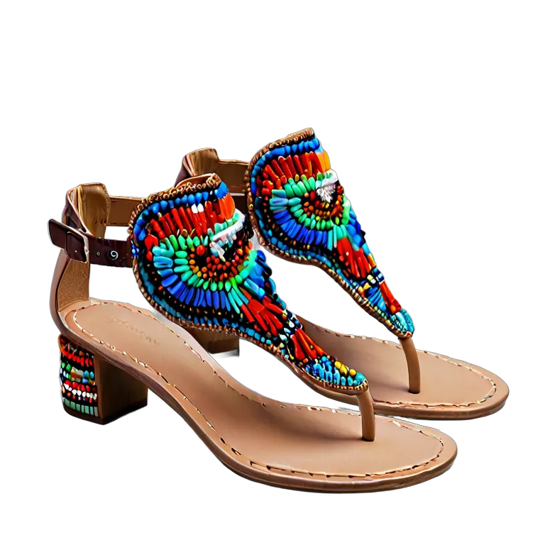 ファッション 靴 ボヘミアンビーズサンダル 透過 PNG 画像 フリー素材 #16444