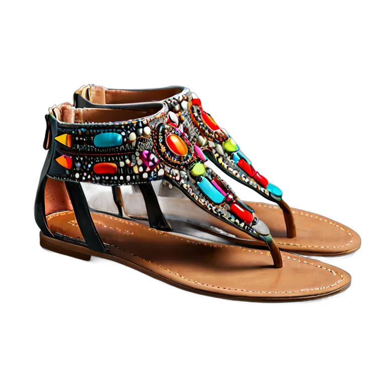 ファッション 靴 ボヘミアンビーズサンダル 透過 PNG 画像 フリー素材 #16445