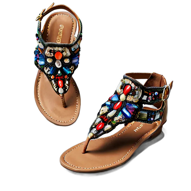 ファッション 靴 ボヘミアンビーズサンダル 透過 PNG 画像 フリー素材 #16446