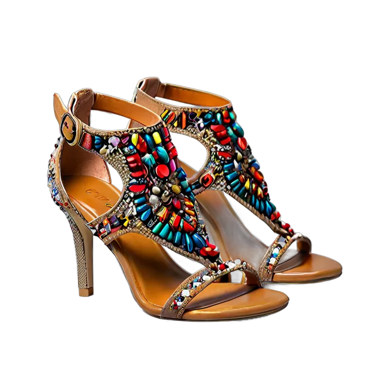 ファッション 靴 ボヘミアンビーズサンダル 透過 PNG 画像 フリー素材 #16449