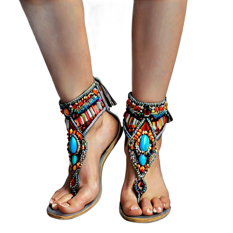 ファッション 靴 ボヘミアンビーズサンダル 透過 PNG 画像 フリー素材 #16451