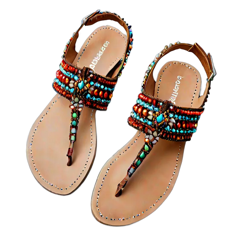 ファッション 靴 ボヘミアンビーズサンダル 透過 PNG 画像 フリー素材 #16452