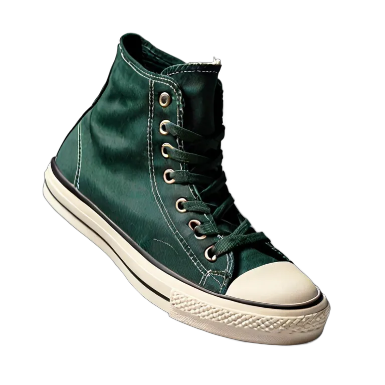 ファッション 靴 クラシックフォレストグリーンキャンバスハイトップ 透過 PNG 画像 フリー素材 #16458