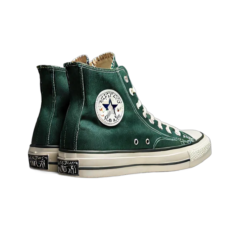 ファッション 靴 クラシックフォレストグリーンキャンバスハイトップ 透過 PNG 画像 フリー素材 #16459