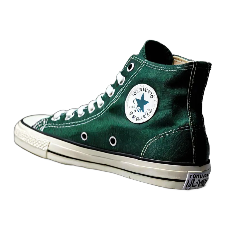 ファッション 靴 クラシックフォレストグリーンキャンバスハイトップ 透過 PNG 画像 フリー素材 #16461