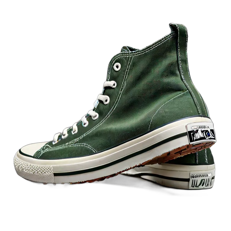 ファッション 靴 クラシックフォレストグリーンキャンバスハイトップ 透過 PNG 画像 フリー素材 #16462