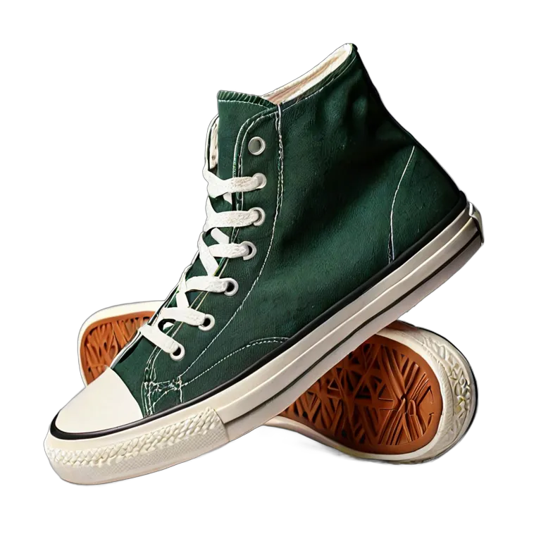ファッション 靴 クラシックフォレストグリーンキャンバスハイトップ 透過 PNG 画像 フリー素材 #16463