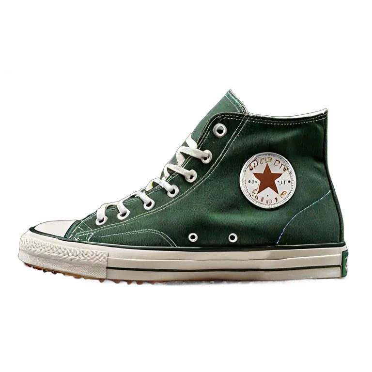 ファッション 靴 クラシックフォレストグリーンキャンバスハイトップ 透過 PNG 画像 フリー素材 #16464