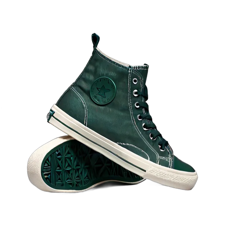 ファッション 靴 クラシックフォレストグリーンキャンバスハイトップ 透過 PNG 画像 フリー素材 #16465